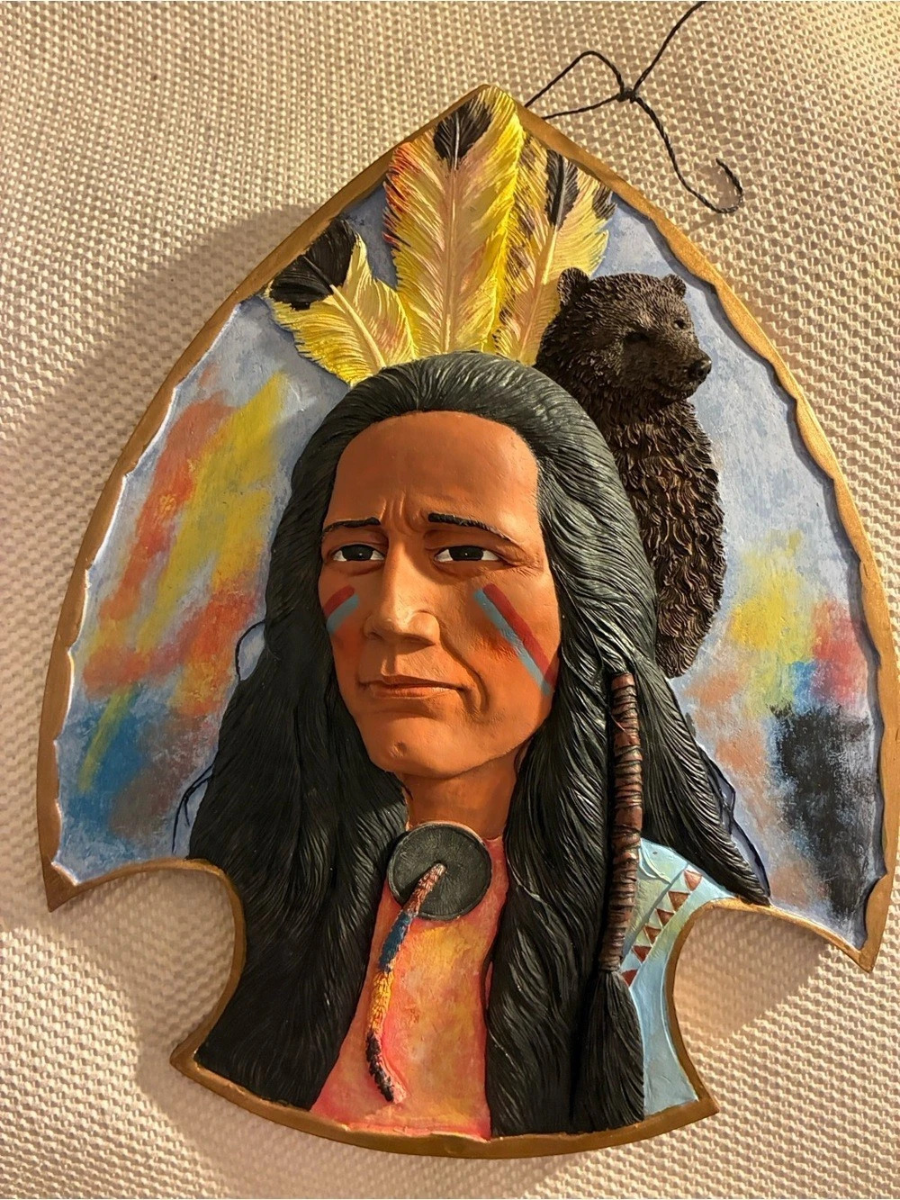 Native American Portrait Wall Art, Black & Blue